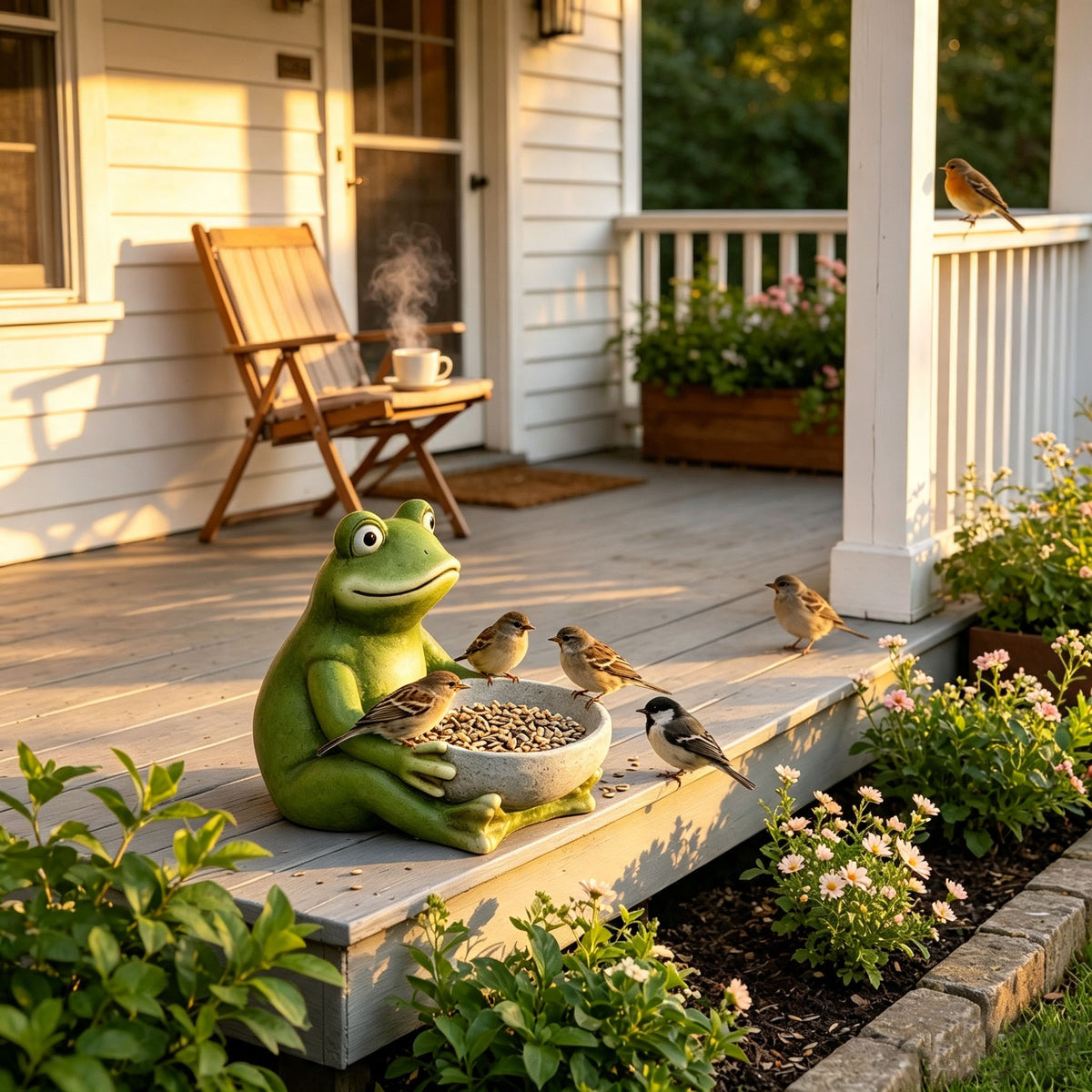 15'' Moss Frog Sculpture