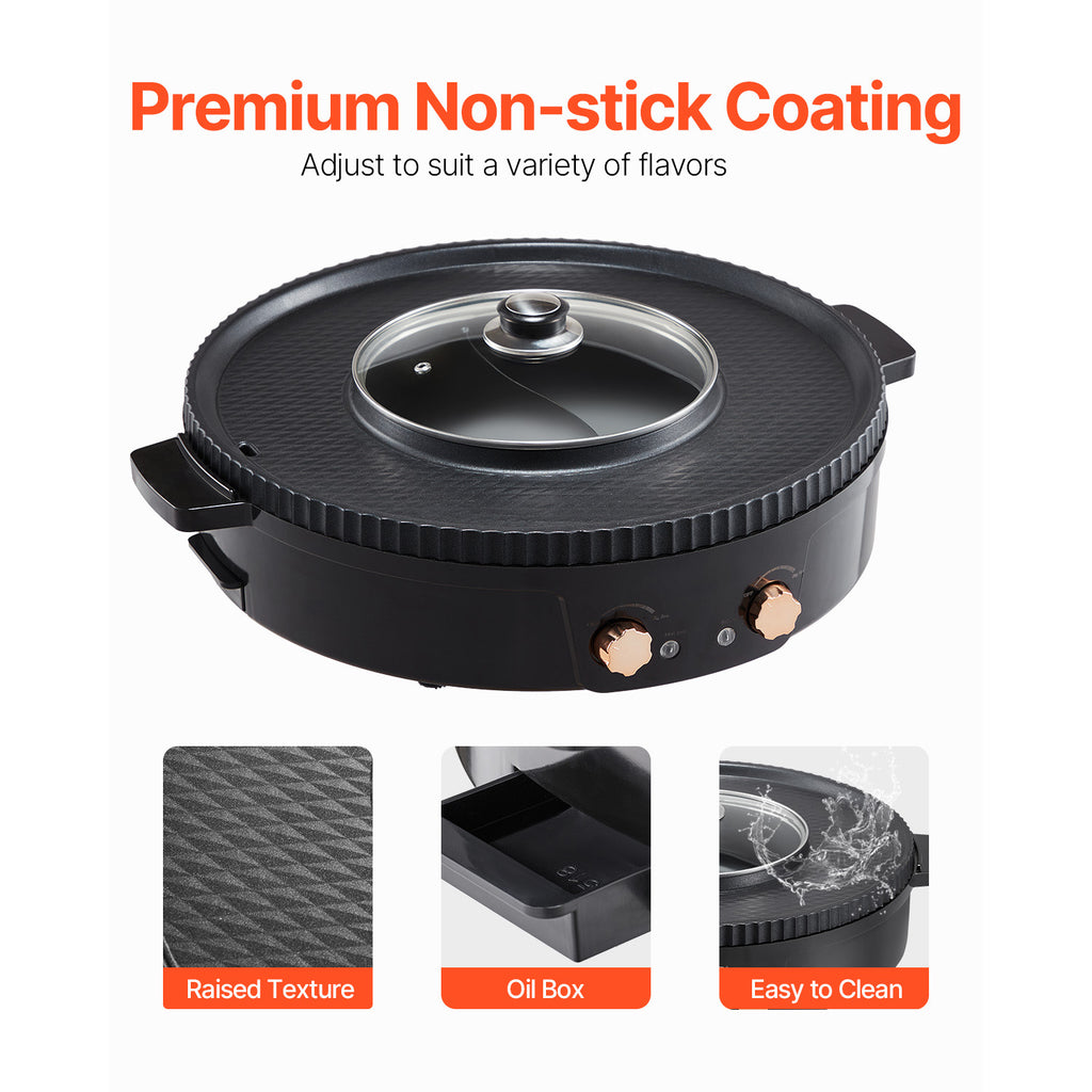 Hot Pot with Grill 1800W 2-in-1 Electric Smokeless Grill
