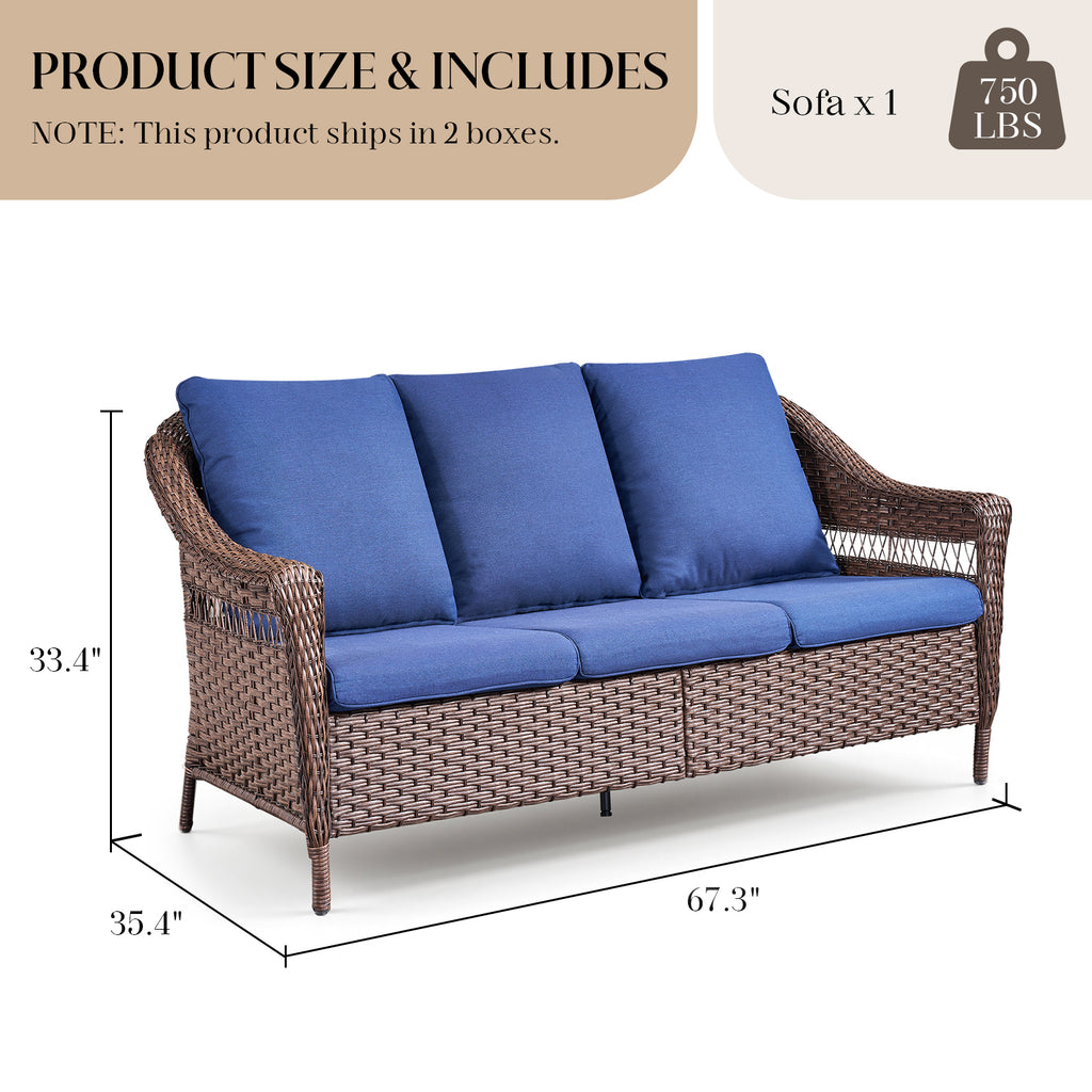 67.3" Outdoor Wicker Patio Sofa