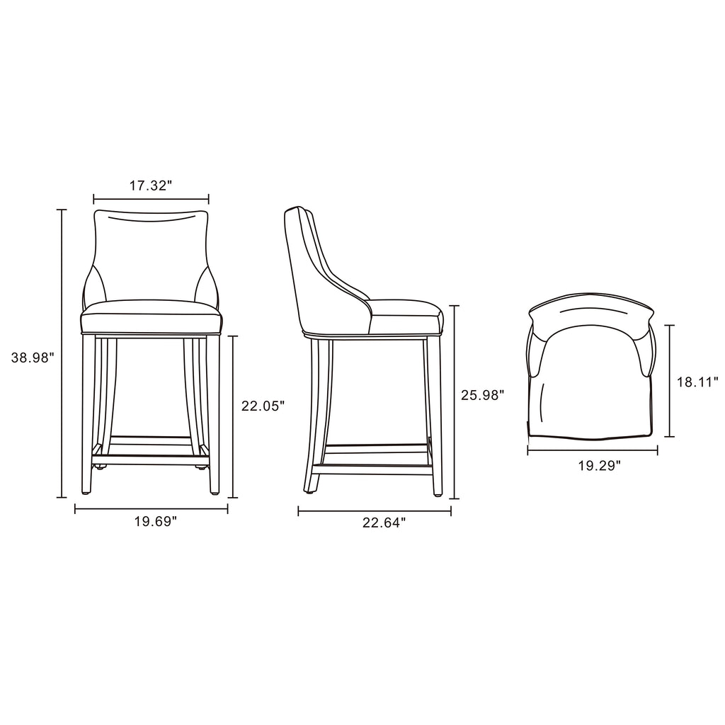 Shubert Wood Upholstered Counter Stool in Dark
