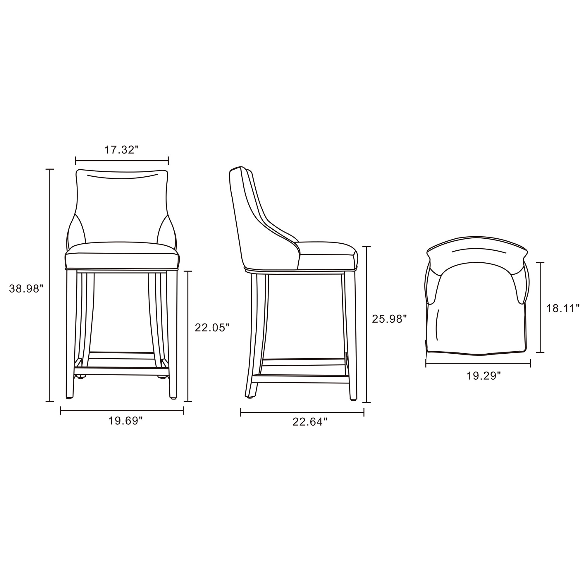 Shubert Wood Upholstered Counter Stool in Dark