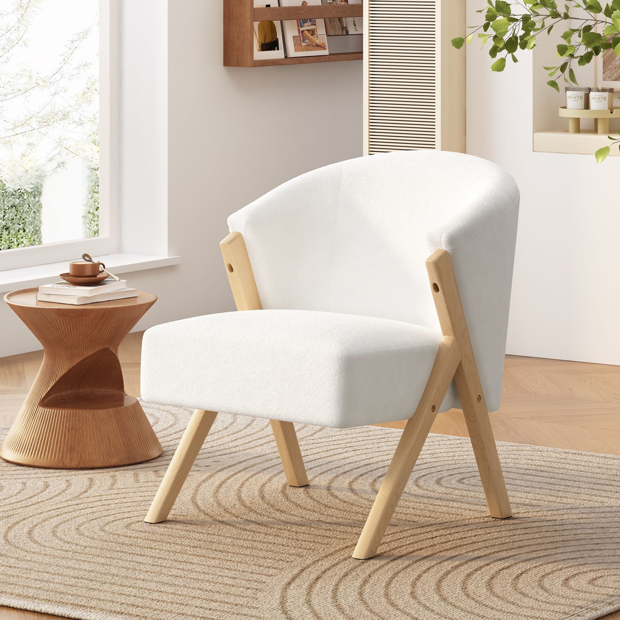 Modern Accent Chair with Polyester Upholstery