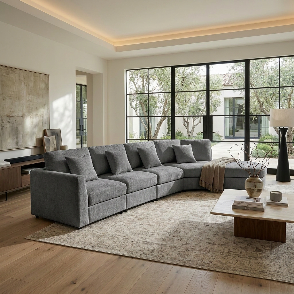 U_Style Modern 5-Seater Curved Modular Sectional Sofa