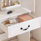 Modern Mini Dressing Table with LED-lit Mirror & Hidden Storage
