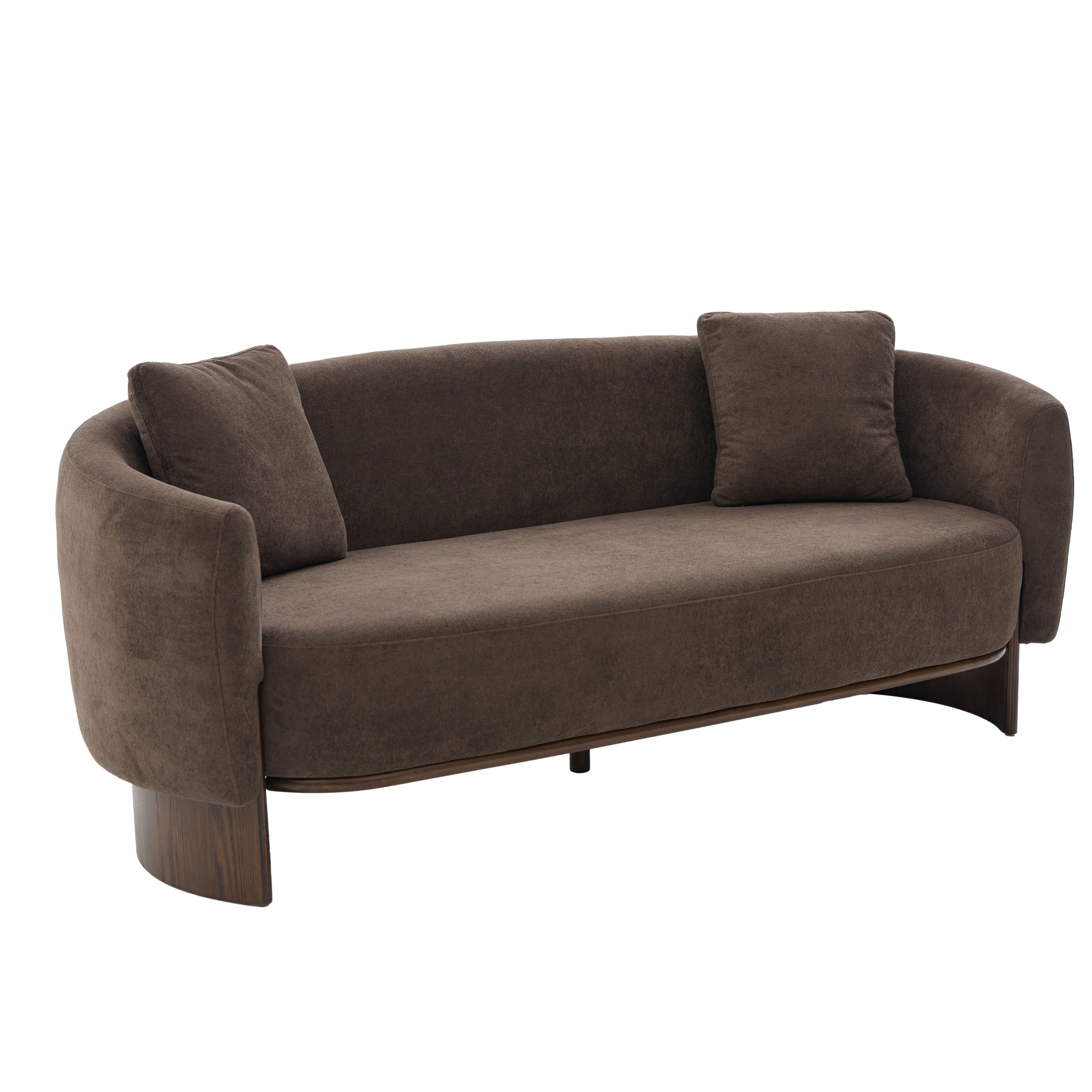 81 in. Curved Velvet Sofa with Wooden Base