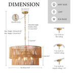 23.62" Handwoven Woven Paper Rattan Chandelier