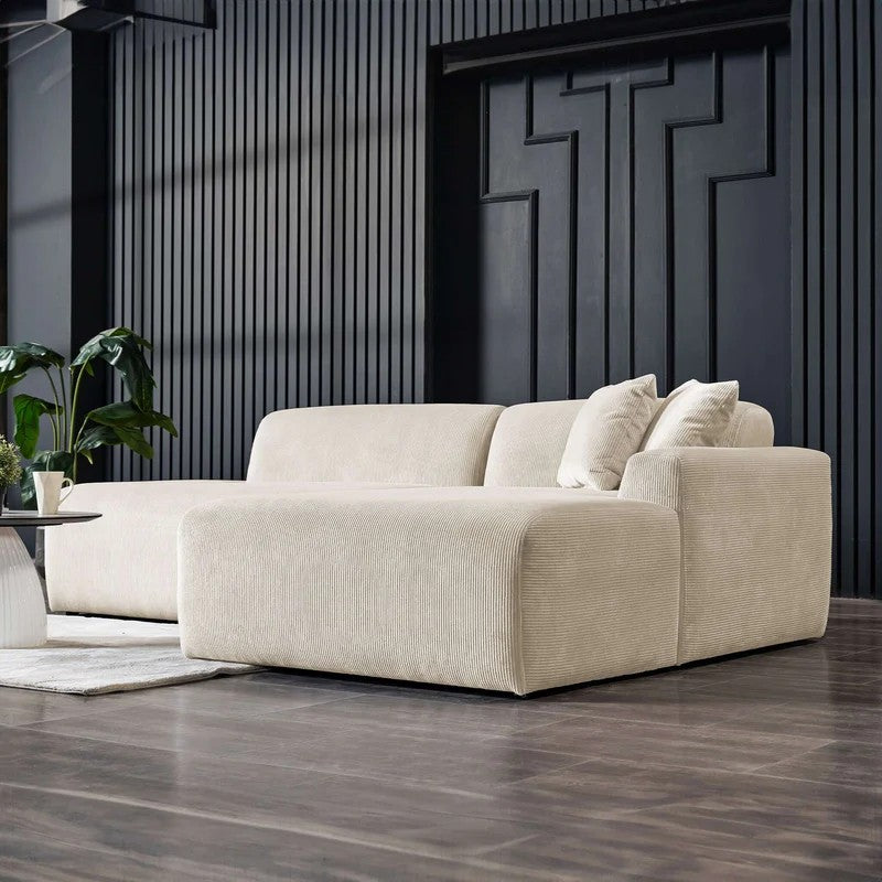 Mar Sectional, 6-Seat, 101-Inch, Beige Velvet