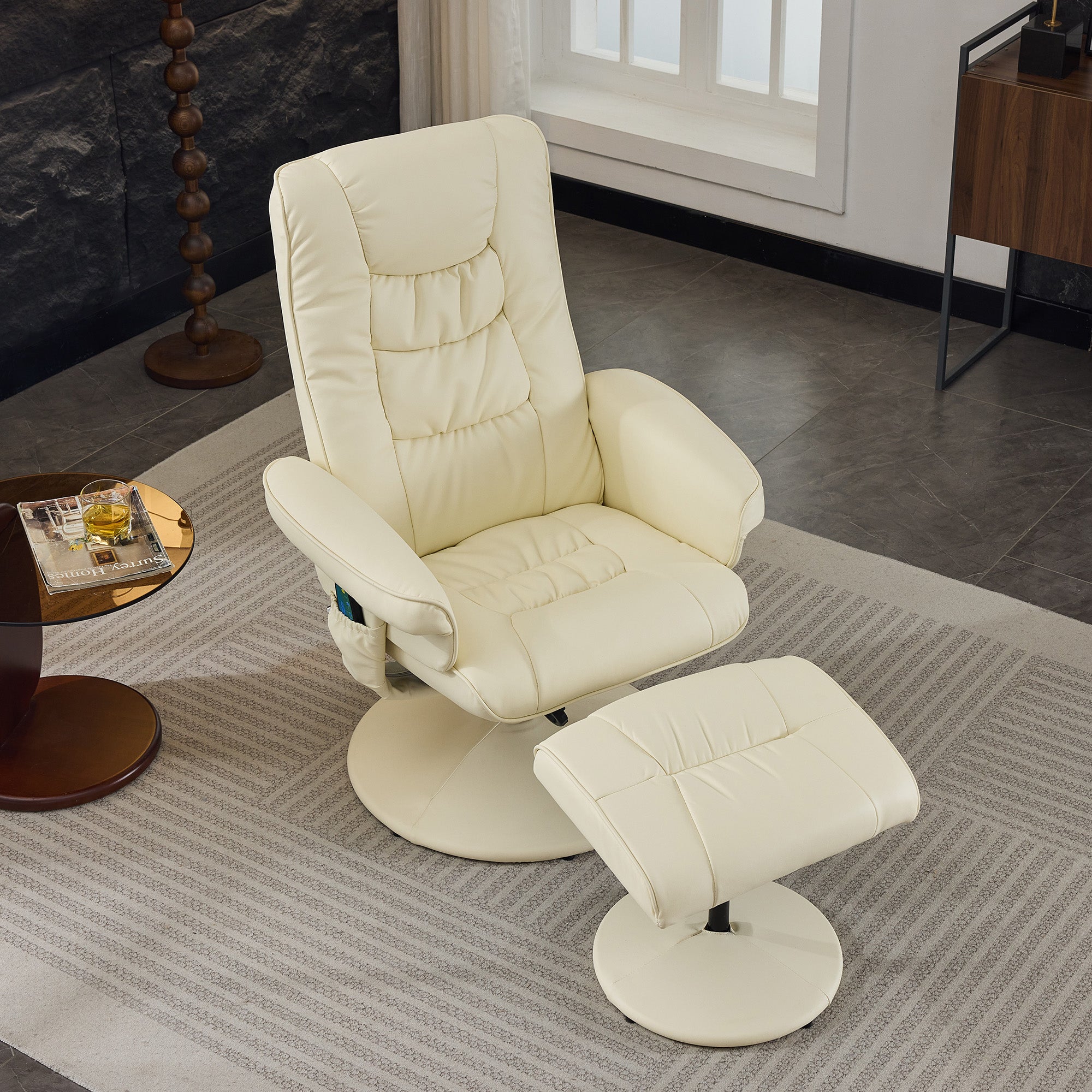 Recliner Chair with Ottoman - 360° Swivel Massage Lounge Chair