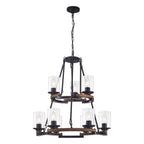 9-Light Vintage Wagon Wheel Chandelier