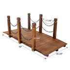 5 Ft Wooden Garden Bridge, Stained Wood Arc Footbridge