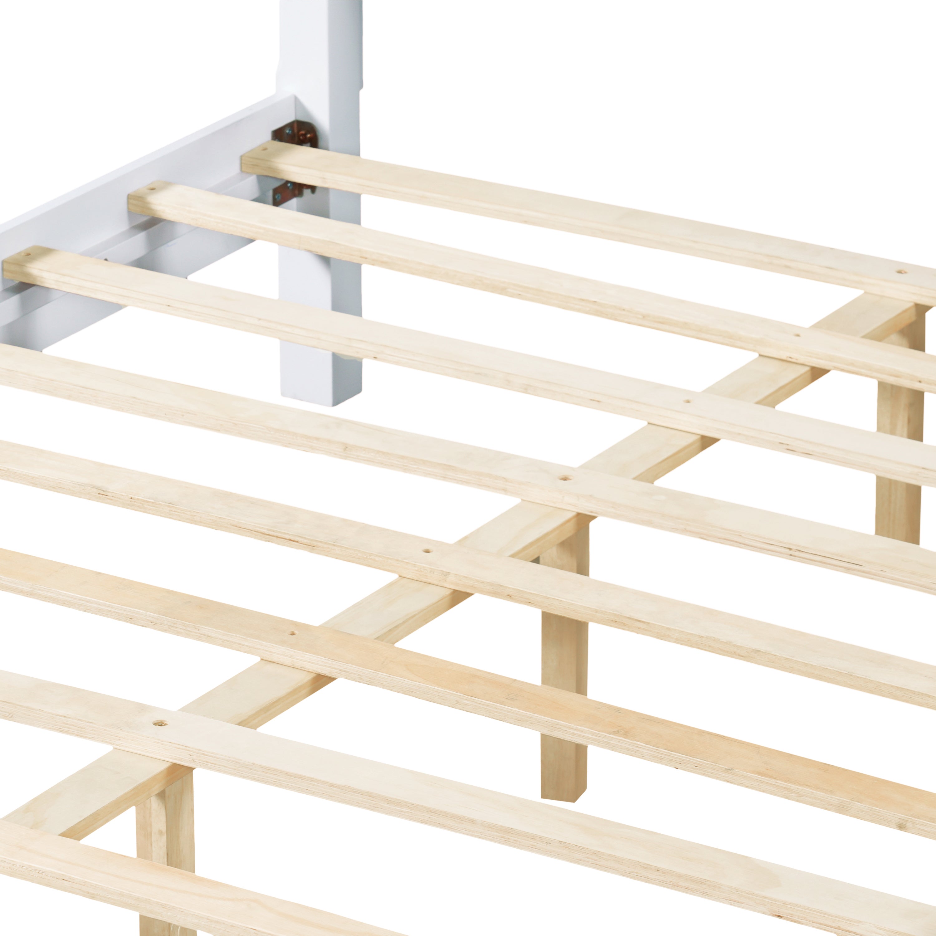 White Queen Size Bed Frame - Solid Wood & MDF