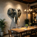 15.75" Wide Realistic Elephant Head Wall Sculpture