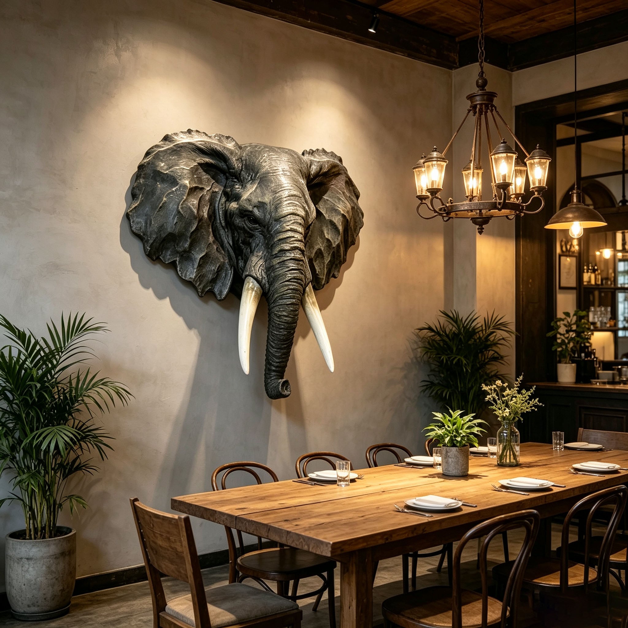 15.75" Wide Realistic Elephant Head Wall Sculpture