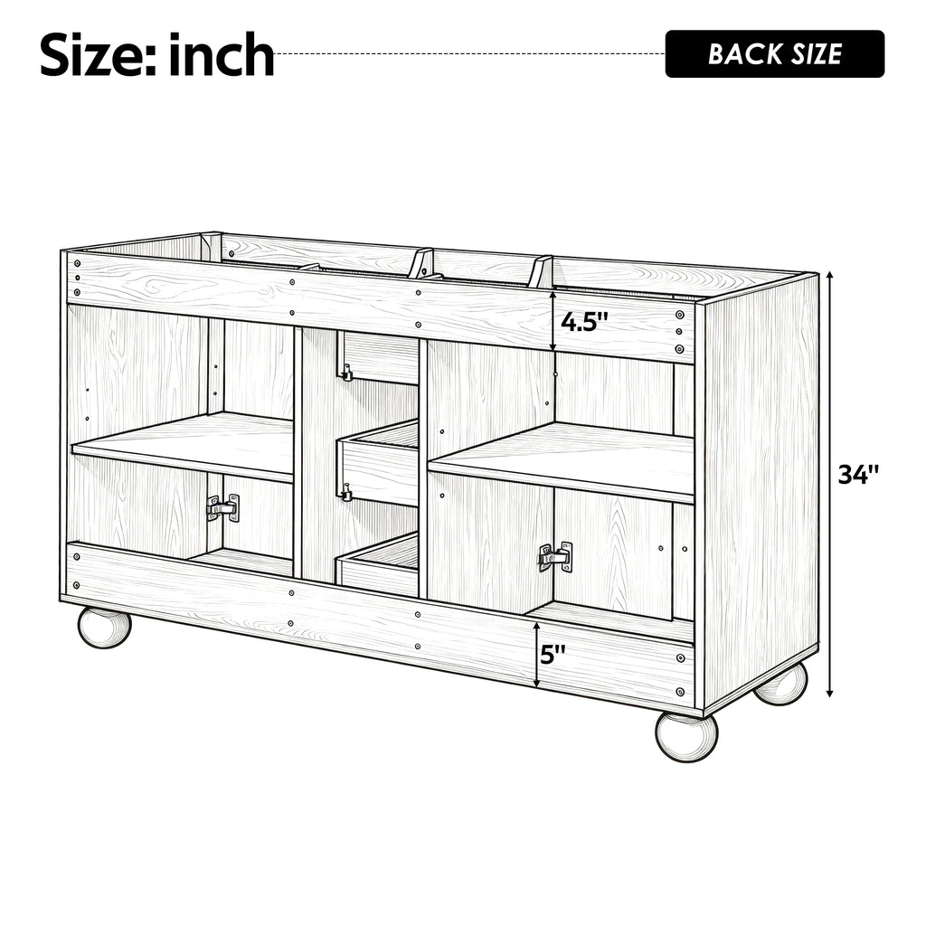 58.3" Bathroom Vanity Cabinet Only Without Vanity Top