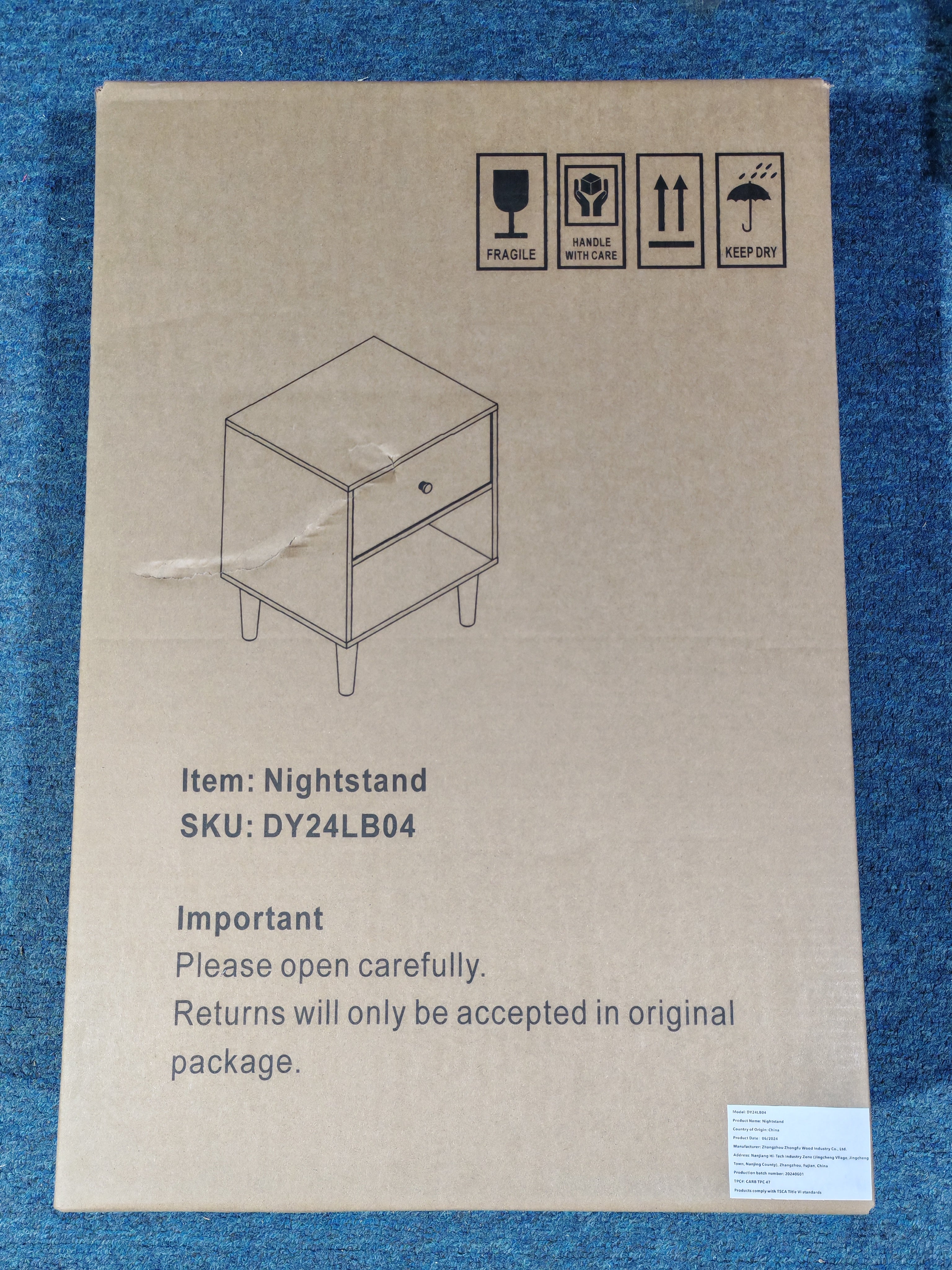 23.22"H Wooden Nightstand with One Drawer One Shelf