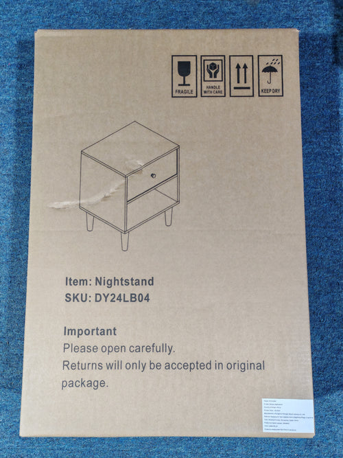 23.22"H Wooden Nightstand with One Drawer One Shelf