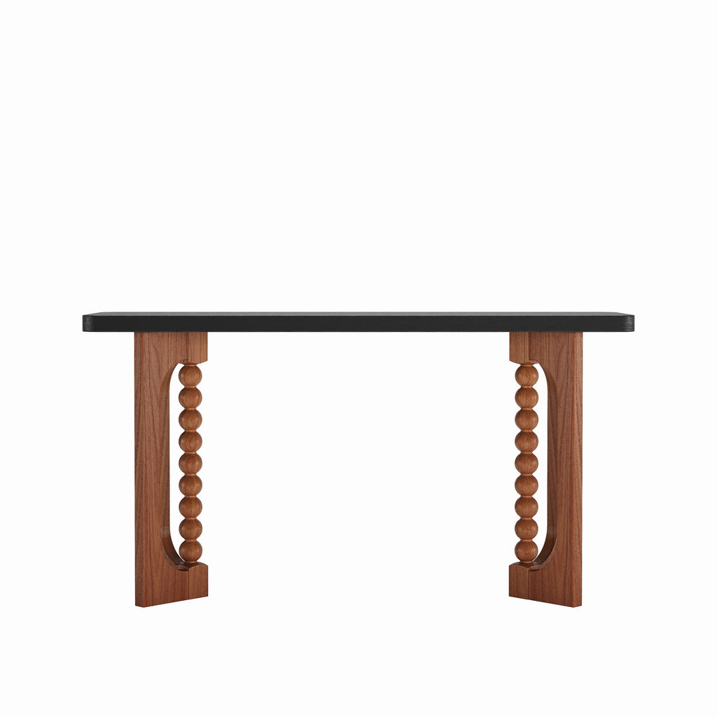 59'' Console Table for Living Room,Long Wood Sofa Table Behind Couch Table,Narrow Hallway Lacquered Accent Tables Unique Spherical Legs for Hallway, Living Room