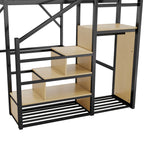 Queen Size Loft Bed with Stairs and Storage Shelves
