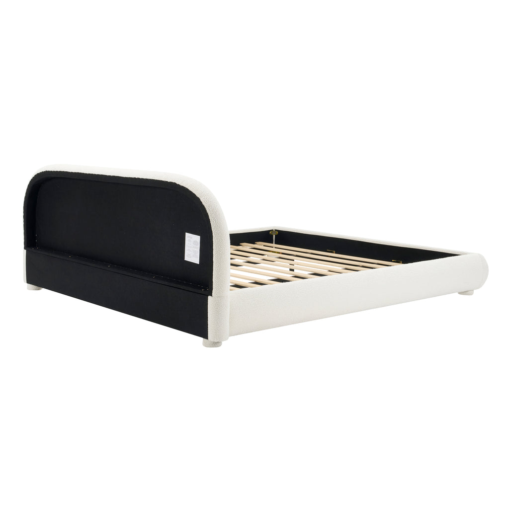 Cream Style Fabric Upholstered Bed