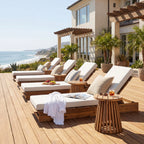 Acacia Wood Chaise Lounge with Movable Cushions
