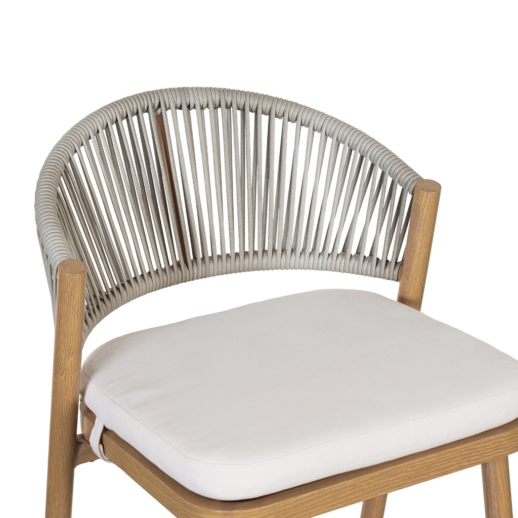 Outdoor 30.25" Seat Height Aluminum Frame Barstools with PE Rattan Backrest