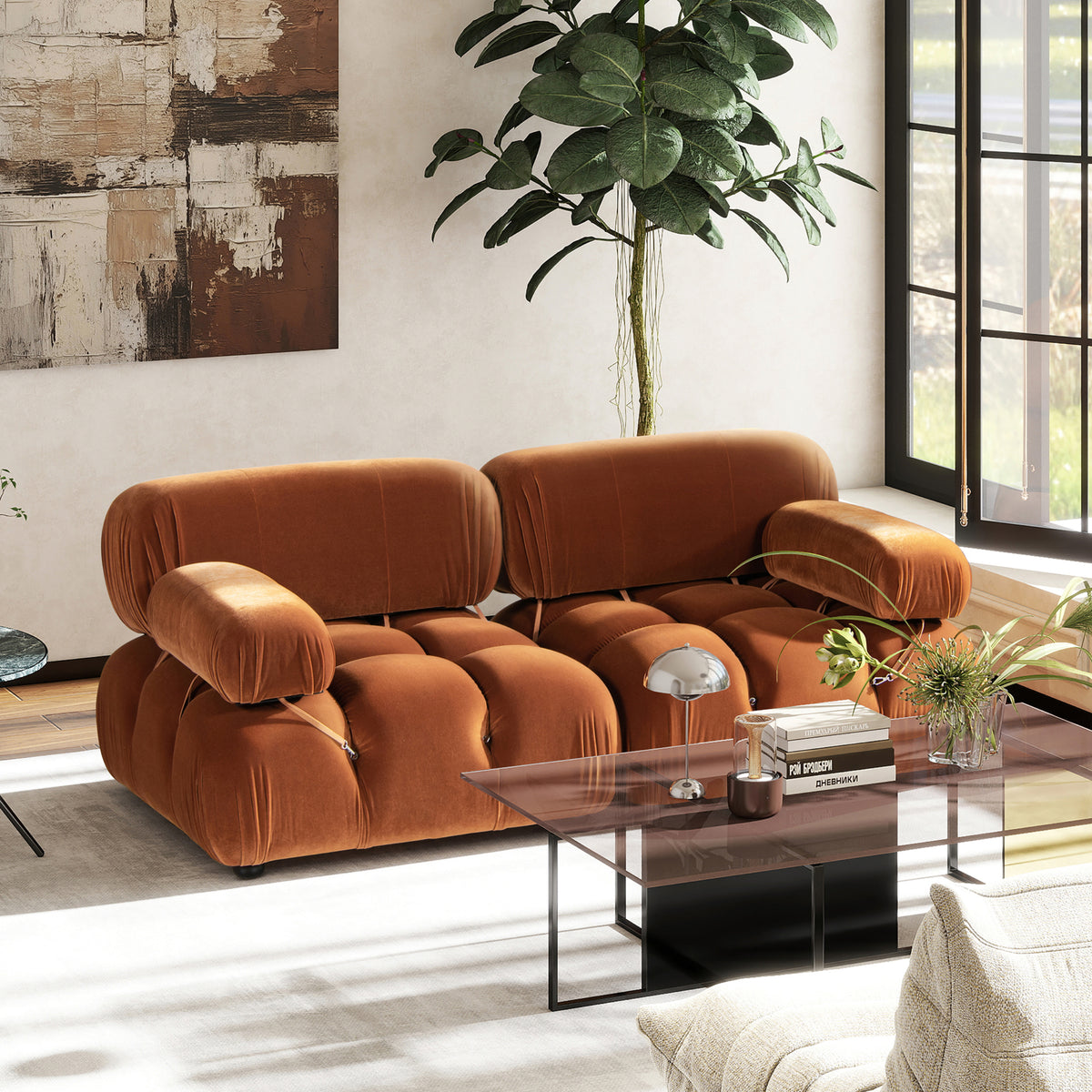 Marcel 36-Inch Bubble Modular Lounge Chair, Olive Velvet