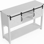 46" Modern Farmhouse Entryway Table with Storage & Sliding Barn Door