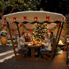 Outdoor Waterproof Solid Wood Picnic Table and Bench Set