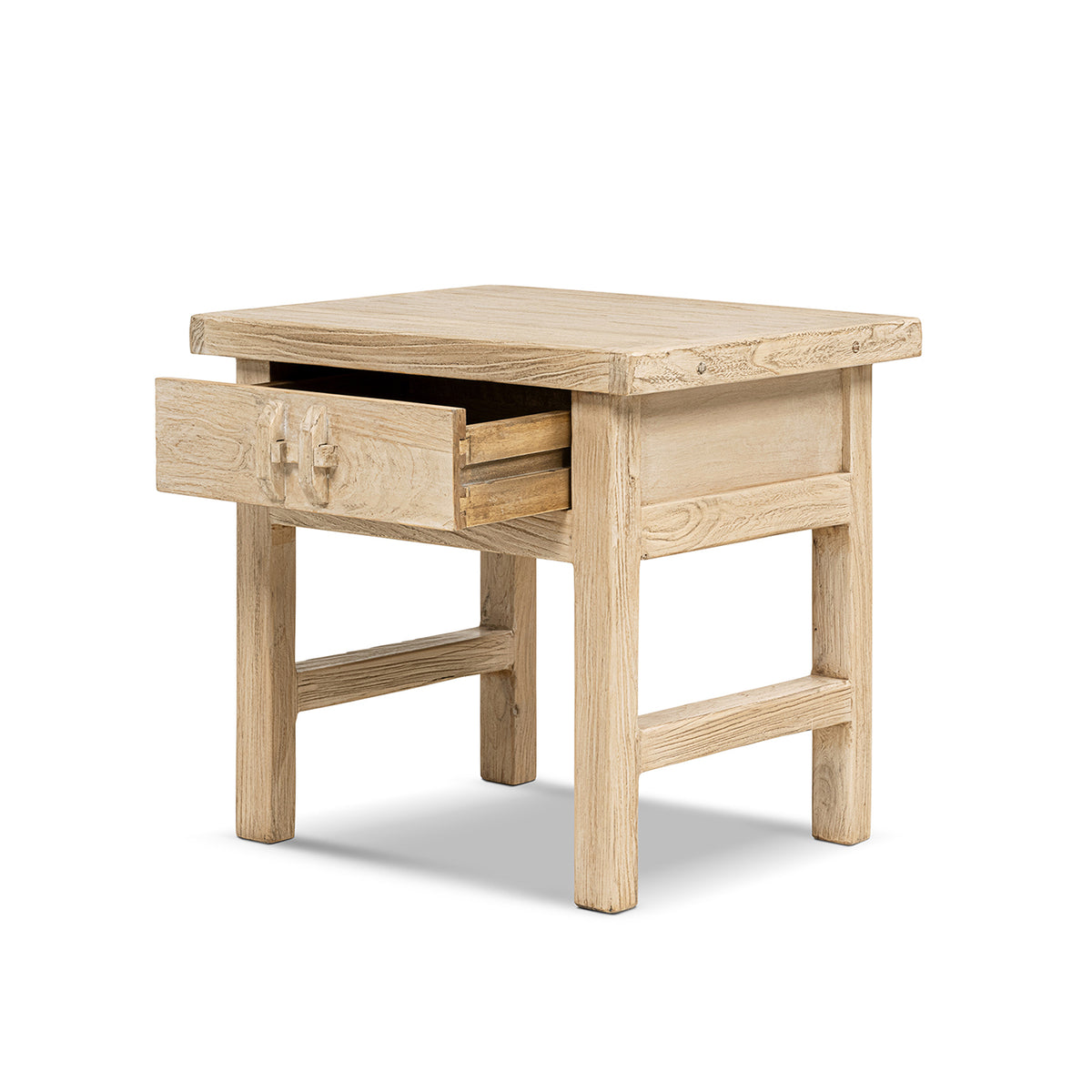 Rowan 22" Elm Wood Side Table with Drawer Light