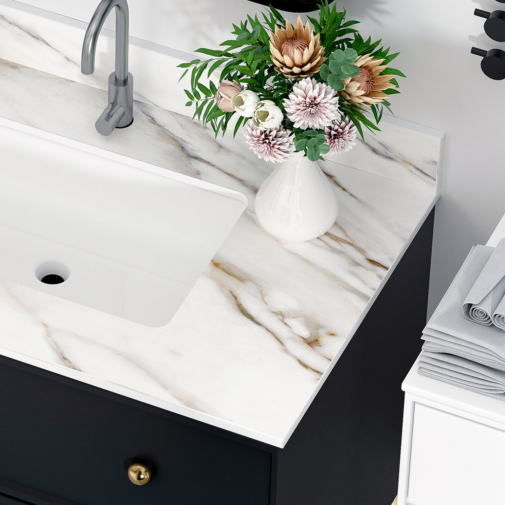 37 Inch Carrara Marble Vanity Top with Undermount Sink