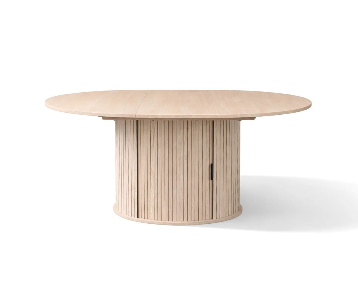 47"-63" Extendable Round Dining Table for 4-8 People, Modern Drop Leaf Dining Table with Hidden Storage Base, Wooden pedestal Kitchen Table for Small Spaces, Dining Room