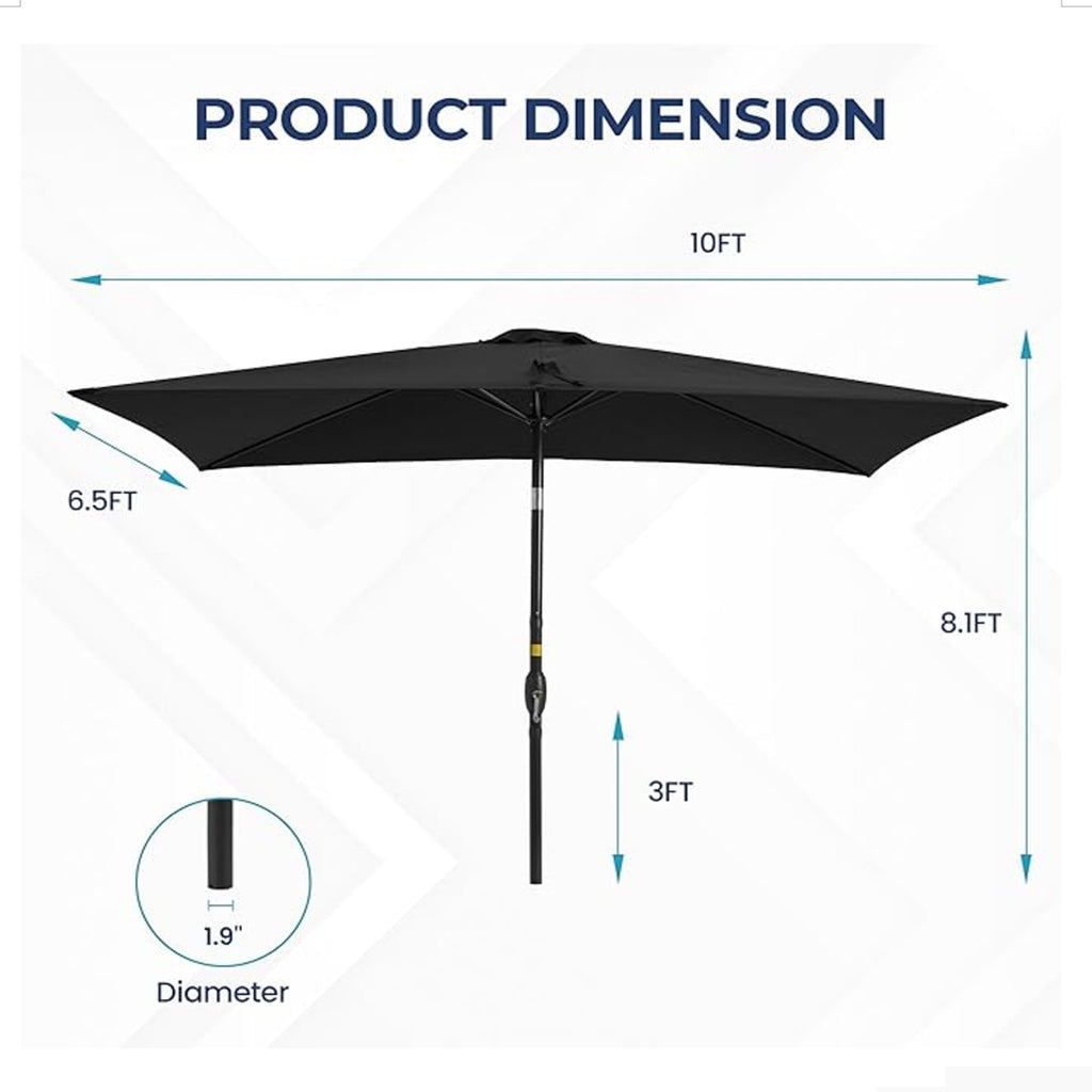 6.5 x 10 ft Rectangular Patio Umbrella