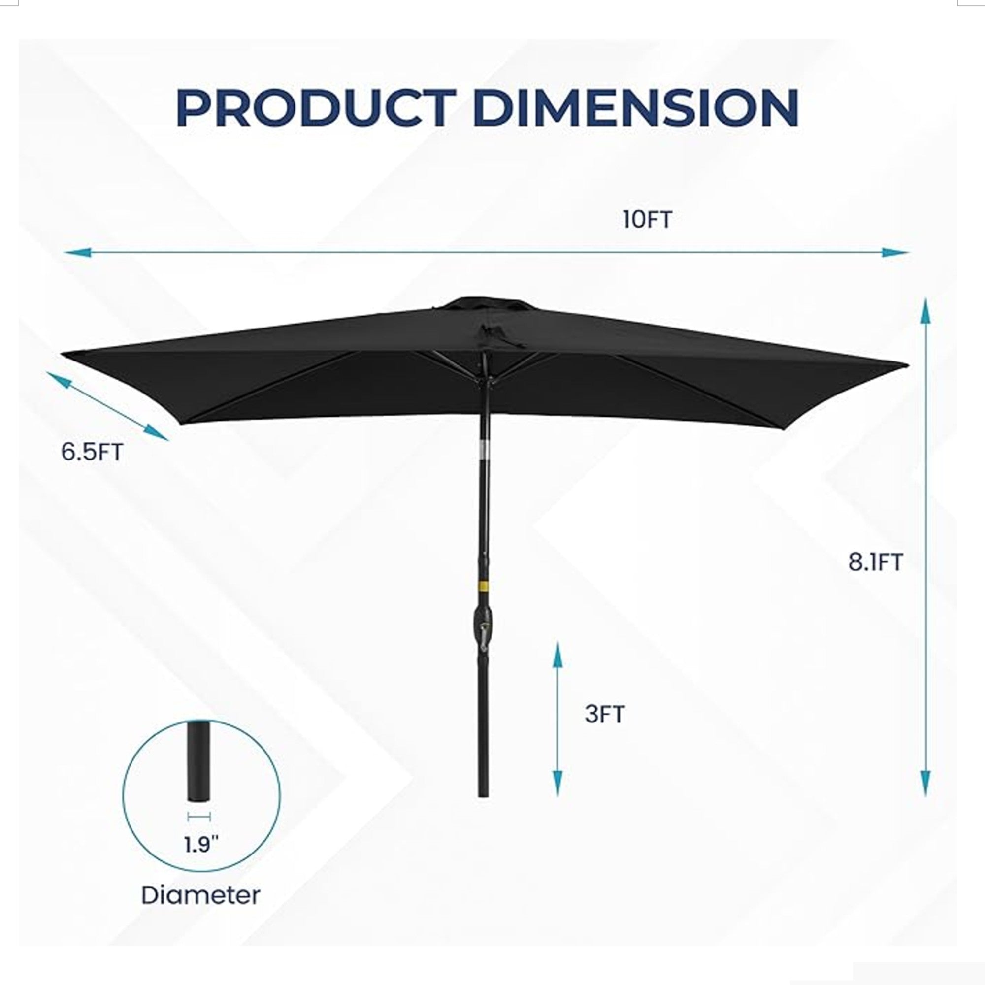 6.5 x 10 ft Rectangular Patio Umbrella