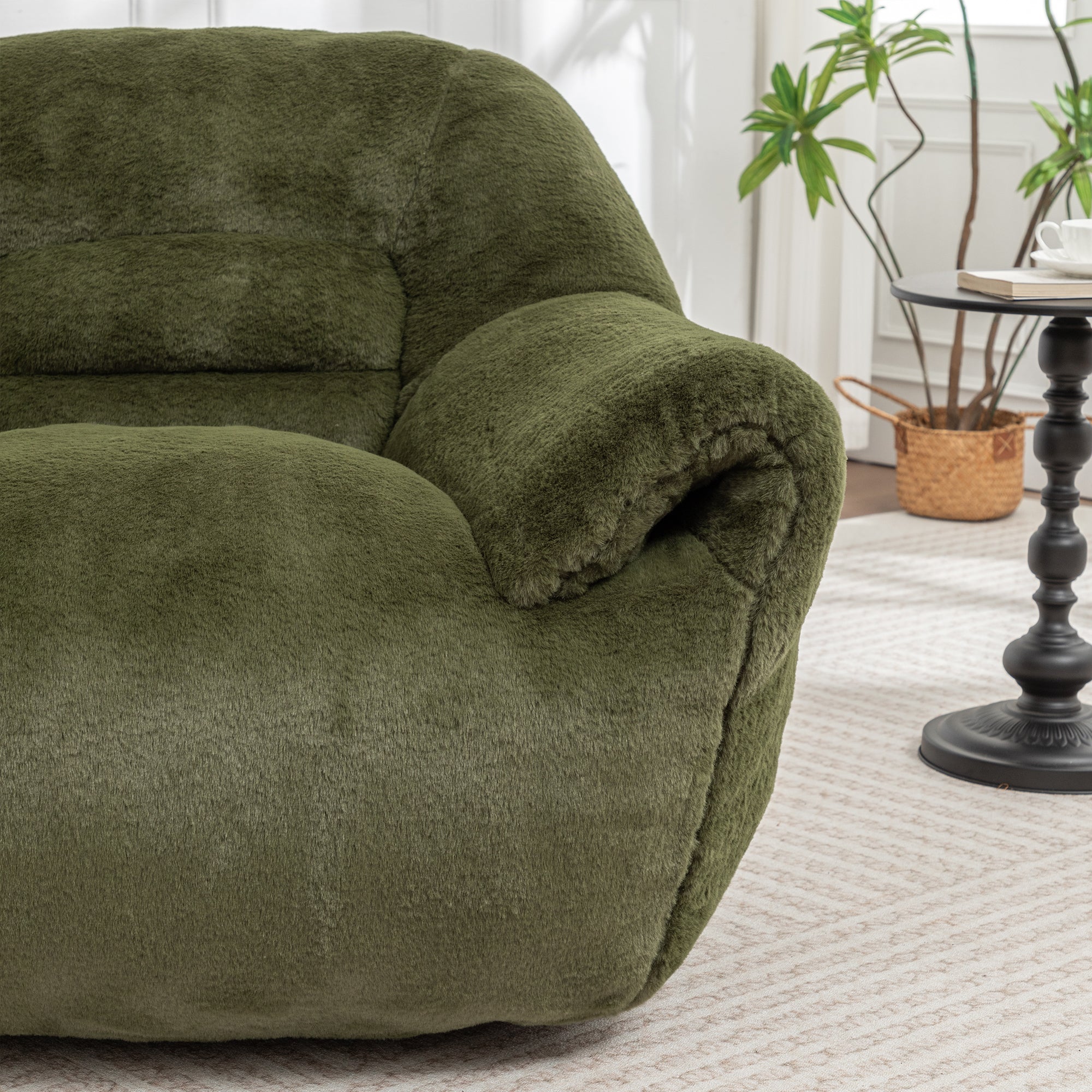Faux Fur Bean Bag Chair with Back Support