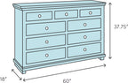 Seven Drawer Dresser in Dark Cherry