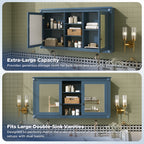 55 Inch Wall-Mount 2-in-1 Mirror Cabinet with Adjustable Shelves