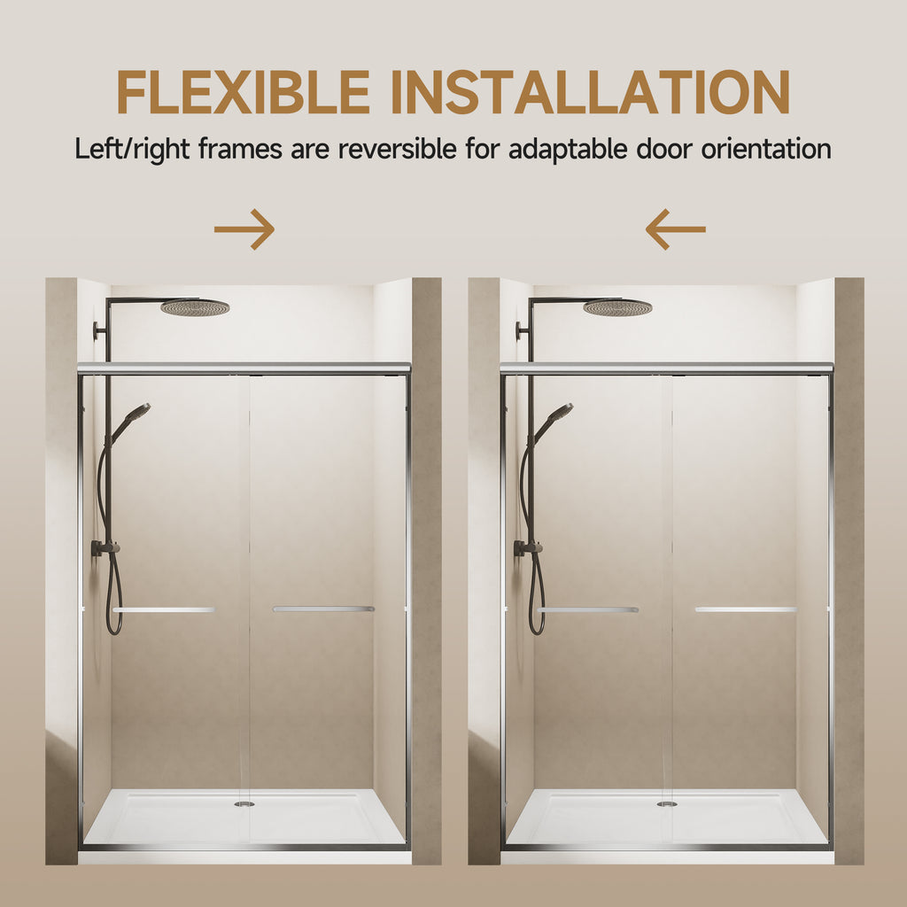 Adjustable Glass Shower Door 56"–60" W x 72" H