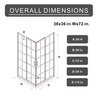 Goodyo Corner Shower Door 36 in. D x 36 in. W x 72 in. H