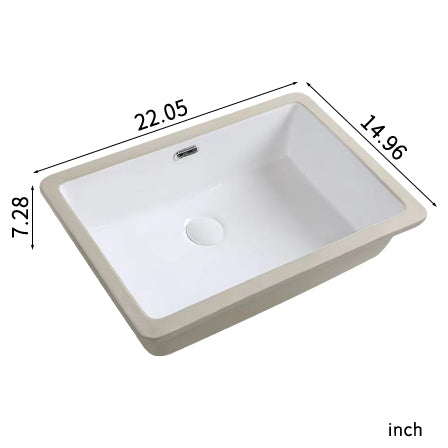 Rectangular Undermount Bathroom Sink - 22 x 15 Inch