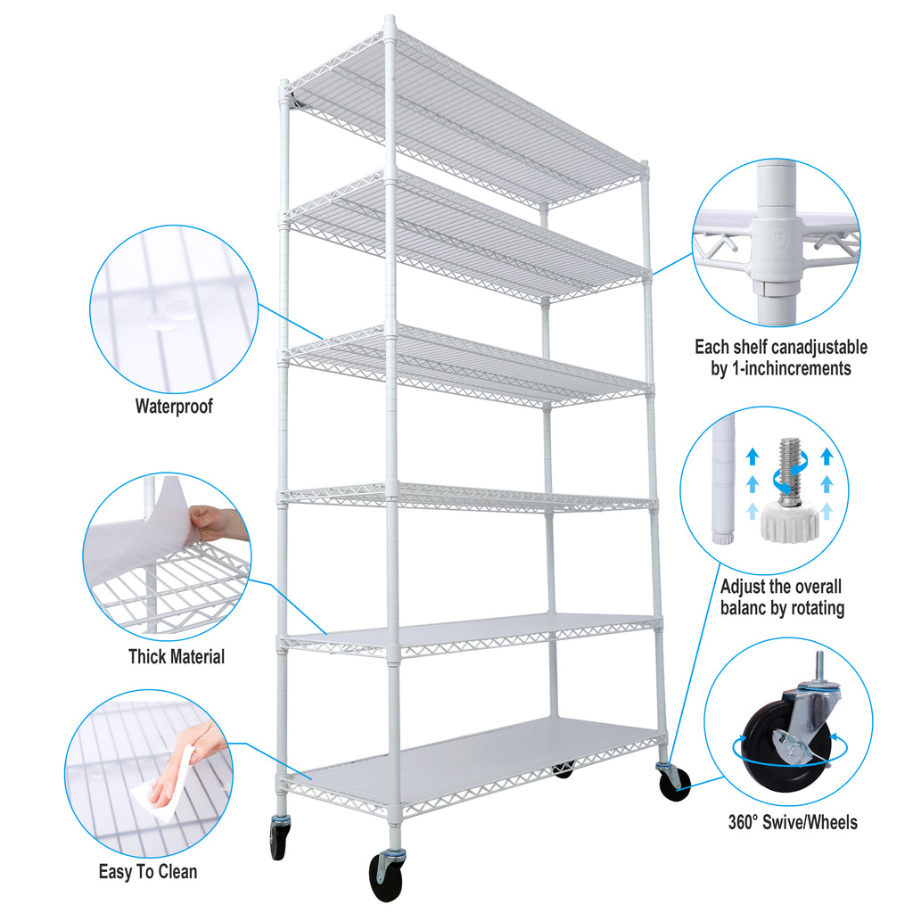6 Tier 6000lbs Capacity NSF Metal Shelf Wire Shelving Unit