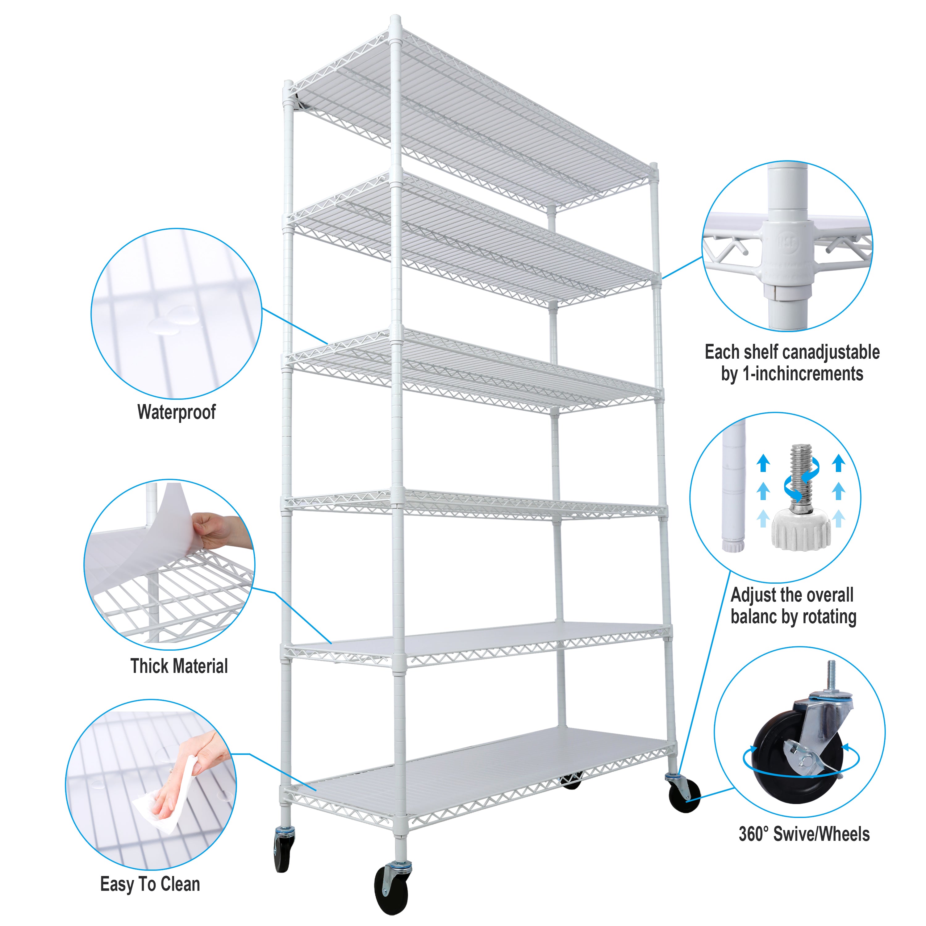6 Tier 6000lbs Capacity NSF Metal Shelf Wire Shelving Unit