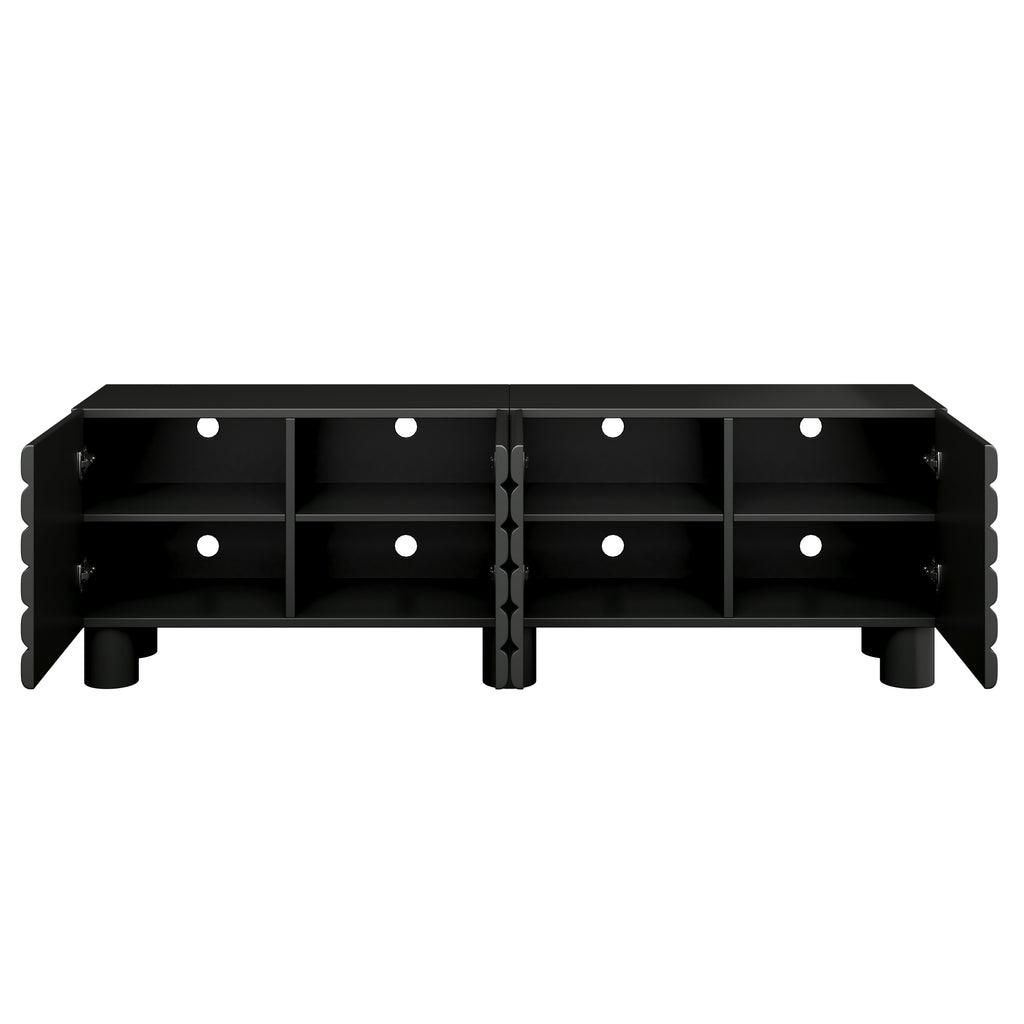 Stylish Thick Wavy Door TV Cabinet with Adjustable Shelves