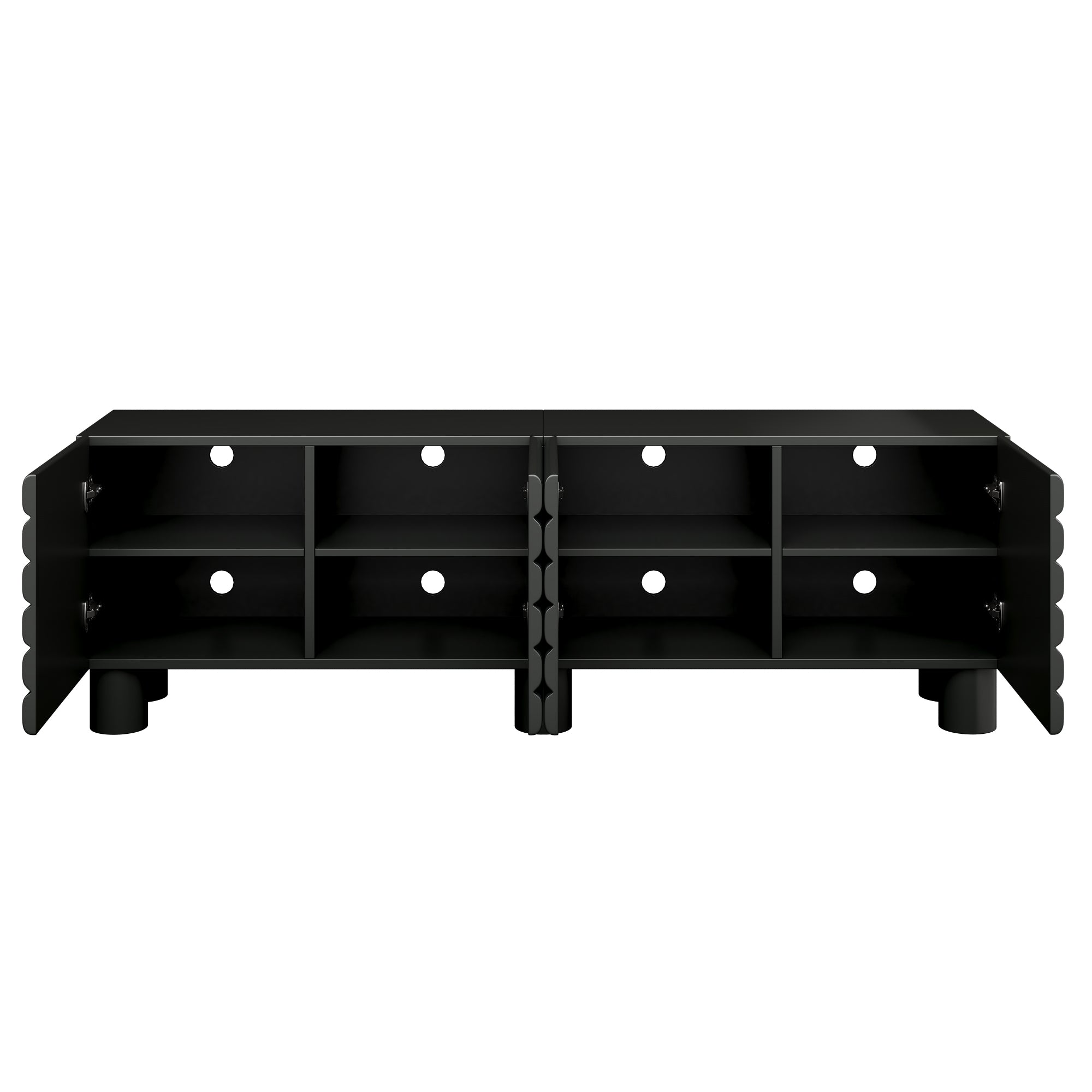 Stylish Thick Wavy Door TV Cabinet with Adjustable Shelves