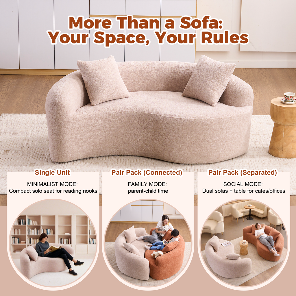 LY-042 S-Curved Chenille Sectional Sofa: Dual-Depth