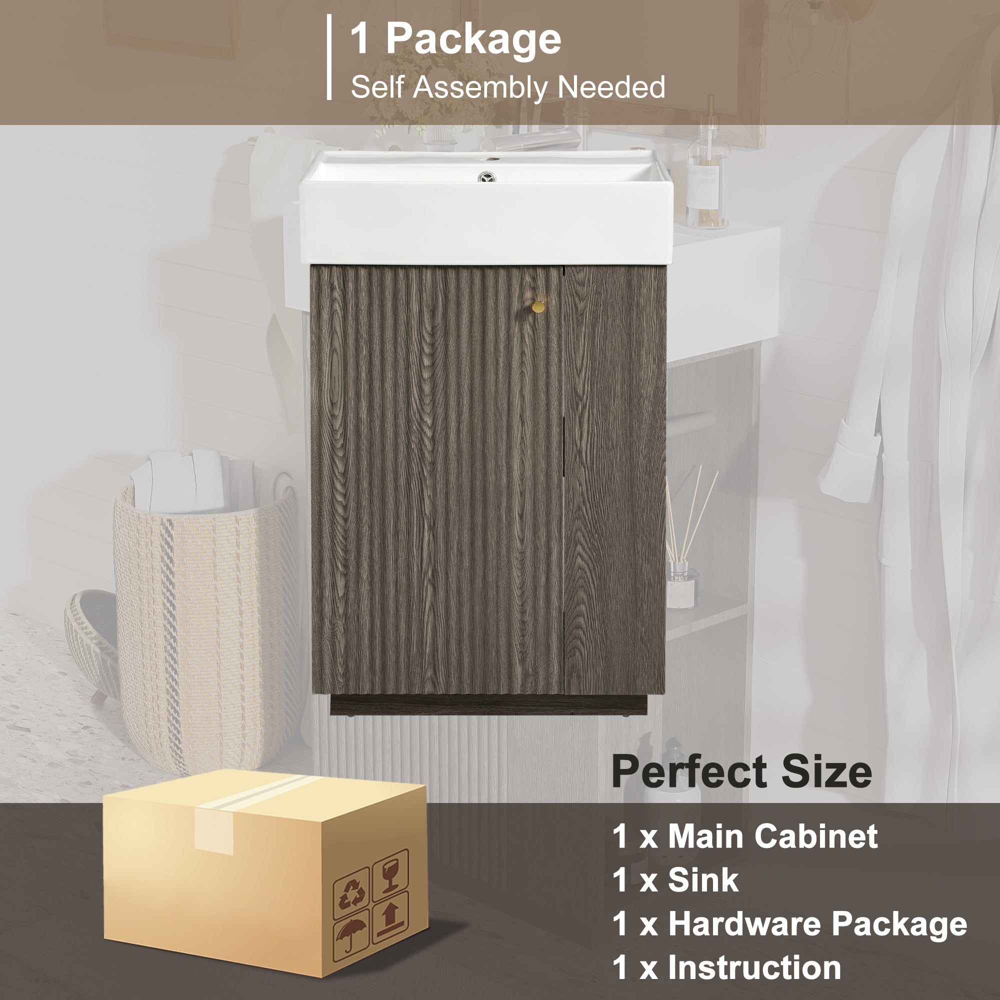 21.6" Modern Bathroom Vanity with Ceramic Sink