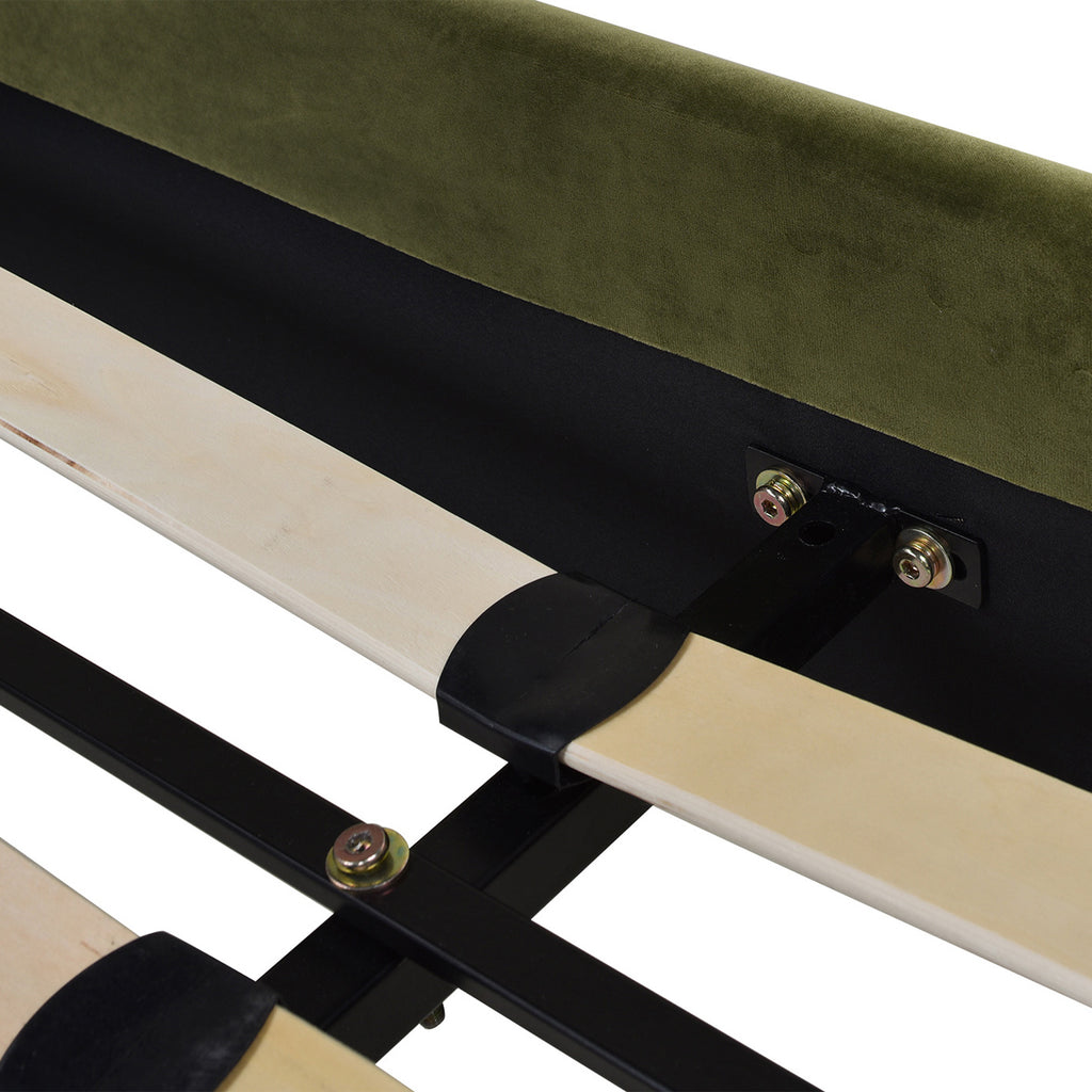 Aspen Vertical Tufted Modern Headboard Platform Bed Set, Queen, Olive