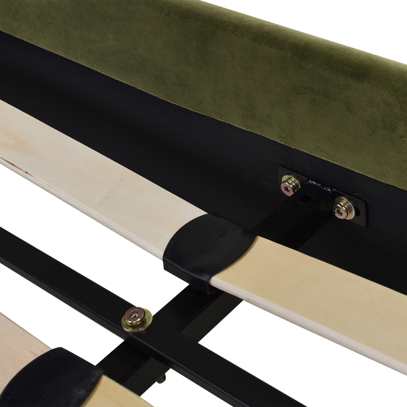 Aspen Vertical Tufted Modern Headboard Platform Bed Set, Queen, Olive
