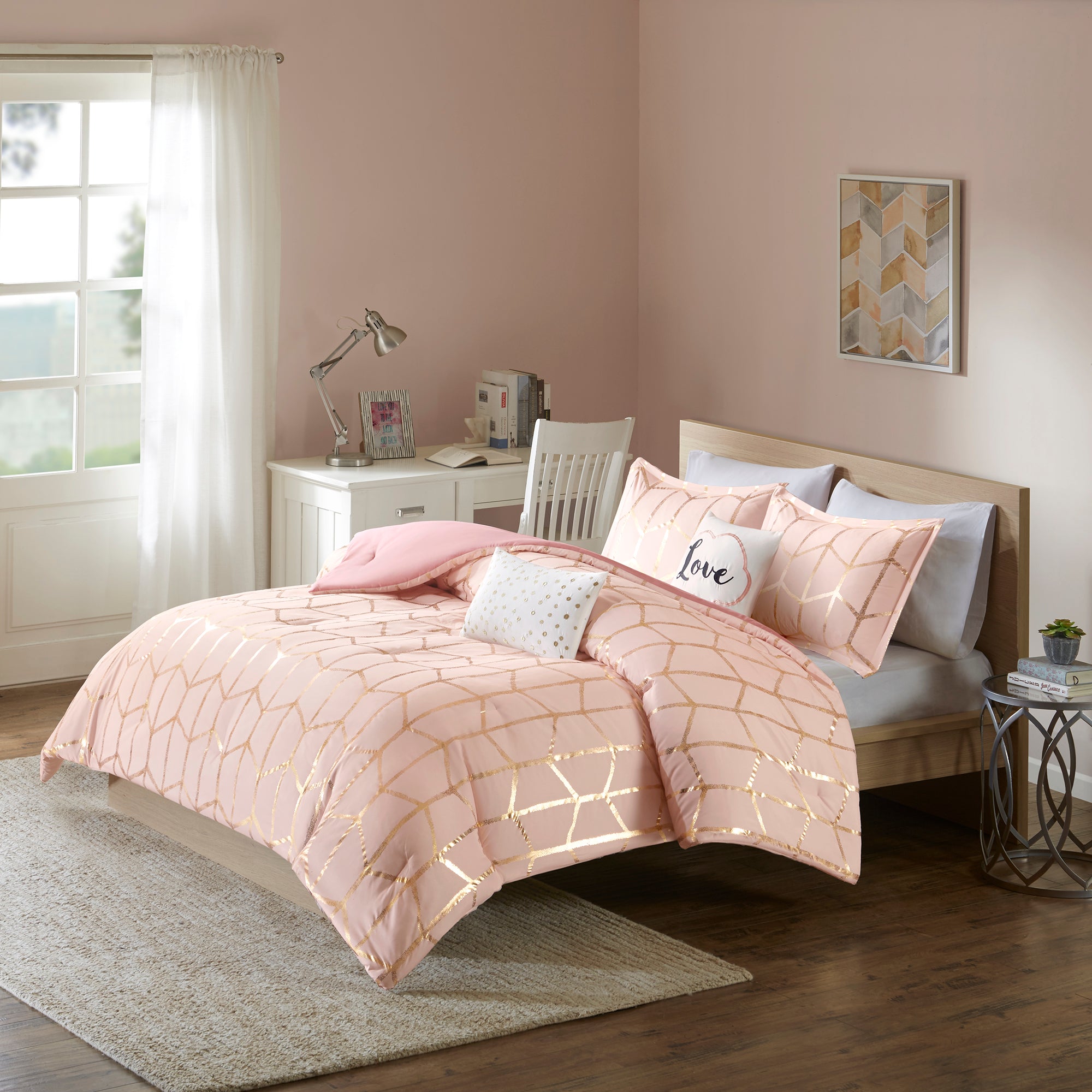 5-Piece King/Cal King 100% Polyester Brushed Printed Comforter Set