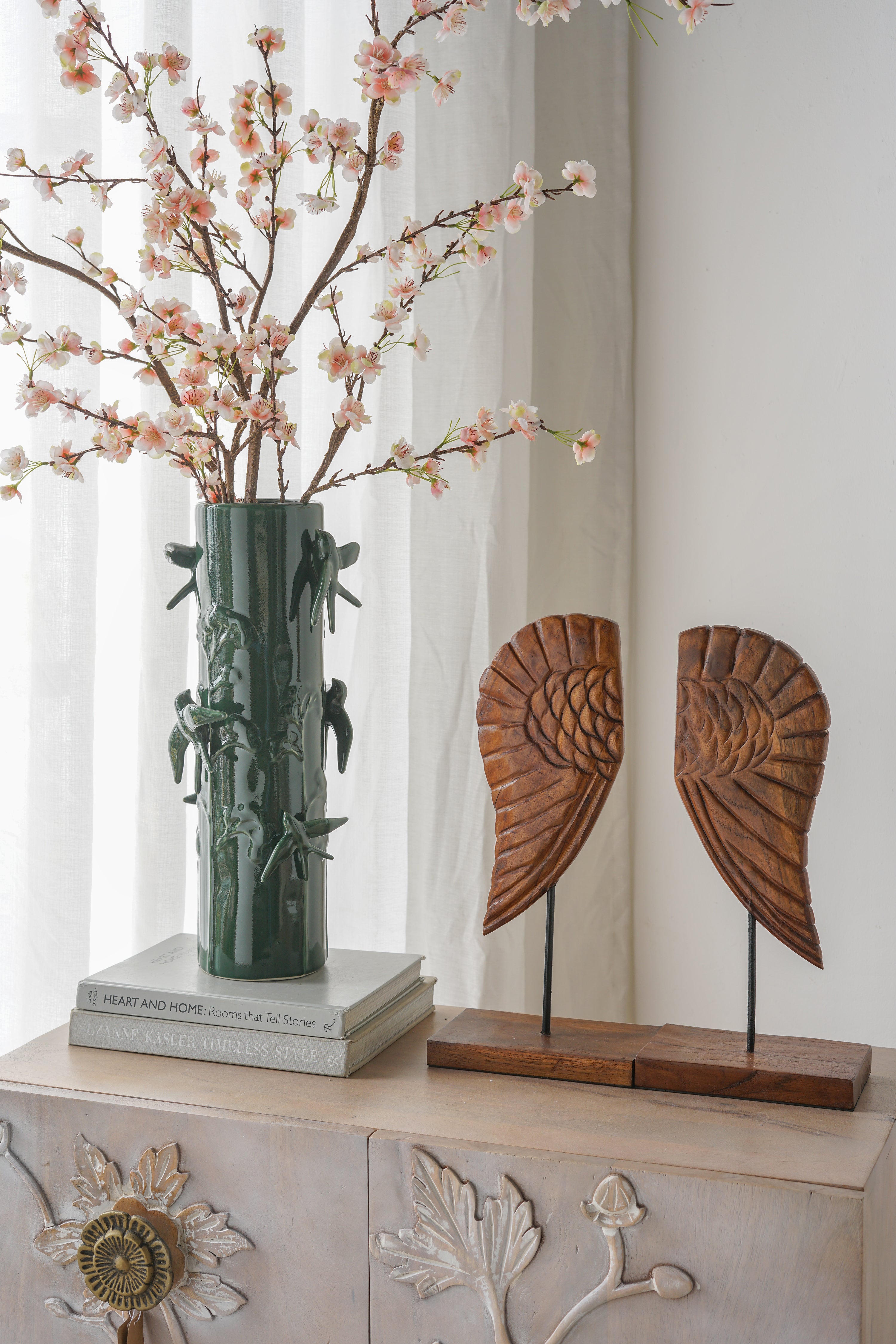 Tall Ceramic Vase - Deep Forest Green