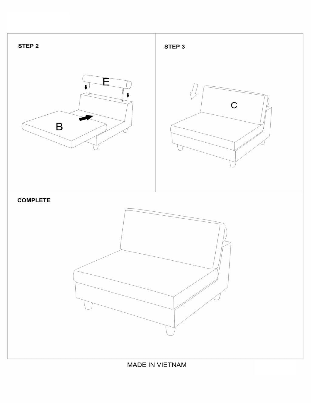 Living Room Furniture 1pc Armless Chair